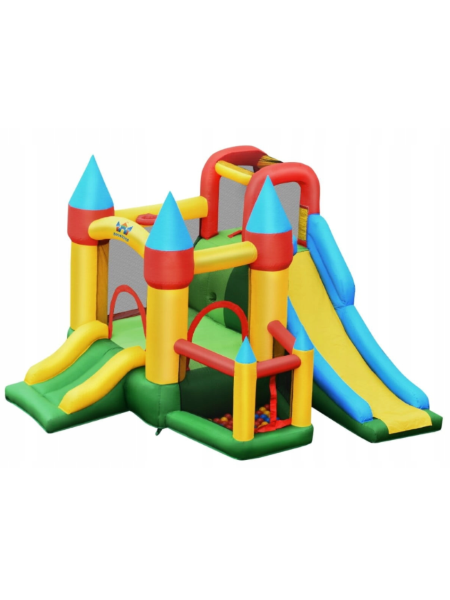 MAłY ZAMEK DMUCHANY ZE ZJEŻDŻALNIĄ I PLACEM ZABAW